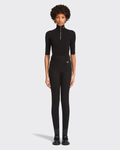 Mujer Prada PANTALONES LARGOS Y CORTOS^Pantalones De Franela Elástica