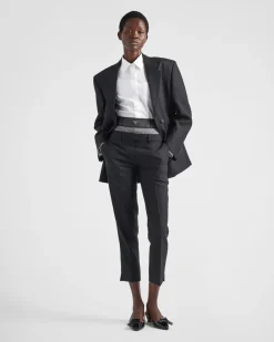 Mujer Prada PANTALONES LARGOS Y CORTOS^Pantalones De Lana Y Crinolina