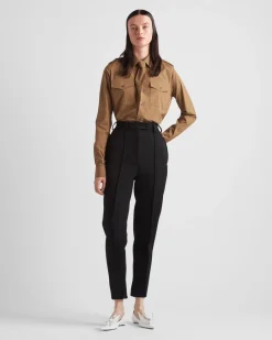 Mujer Prada PANTALONES LARGOS Y CORTOS^Pantalones De Natté Elástico