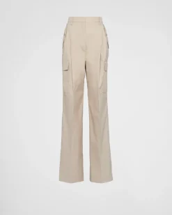 Mujer Prada PANTALONES LARGOS Y CORTOS^Pantalones De Panamá De Algodón