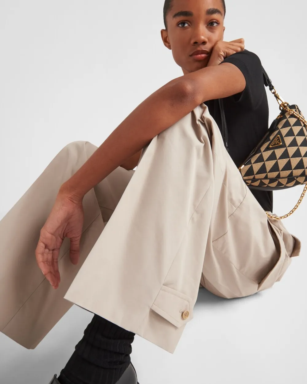 Mujer Prada PANTALONES LARGOS Y CORTOS^Pantalones De Panamá De Algodón