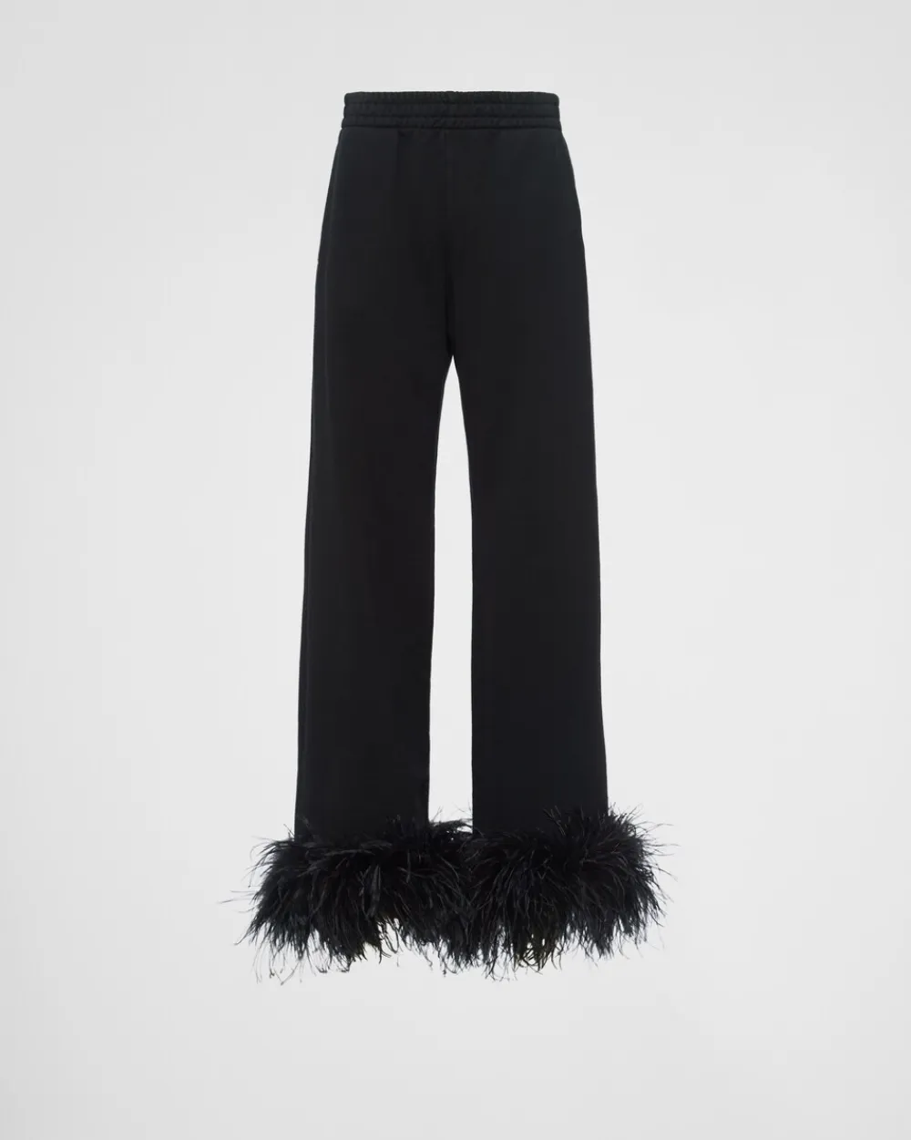 Mujer Prada PANTALONES LARGOS Y CORTOS|CAMISETAS Y SUDADERAS^Pantalones Deportivos De Felpa De Algodón Con Ribete De Plumas