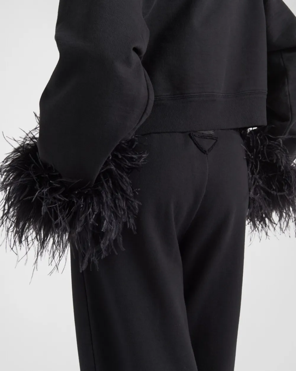 Mujer Prada PANTALONES LARGOS Y CORTOS|CAMISETAS Y SUDADERAS^Pantalones Deportivos De Felpa De Algodón Con Ribete De Plumas