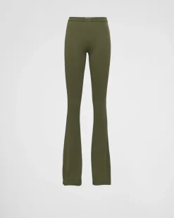 Mujer Prada PANTALONES LARGOS Y CORTOS^Pantalones De Punto Acanalado De Algodón