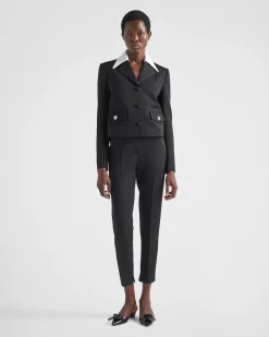 Mujer Prada PANTALONES LARGOS Y CORTOS^Pantalones De Satén De Lana