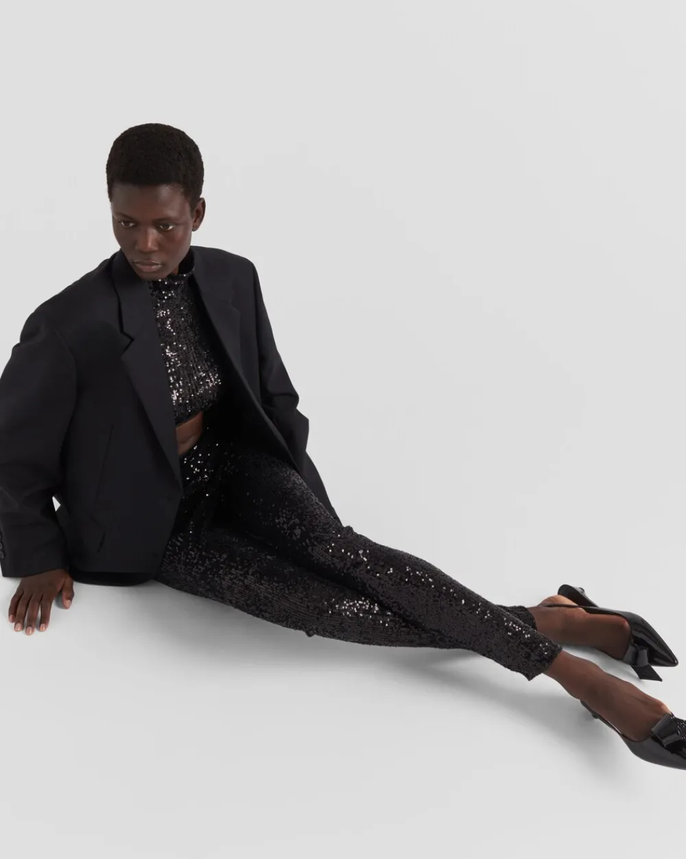 Mujer Prada PANTALONES LARGOS Y CORTOS^Pantalones Elásticos De Lentejuelas