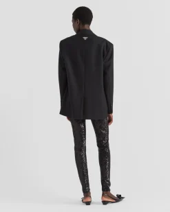 Mujer Prada PANTALONES LARGOS Y CORTOS^Pantalones Elásticos De Lentejuelas