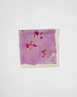 Mujer Prada BUFANDAS Y PAÑUELOS^Pañuelo De Sarga Con Estampado