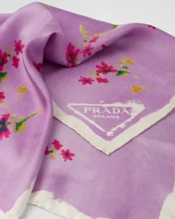 Mujer Prada BUFANDAS Y PAÑUELOS^Pañuelo De Sarga Con Estampado