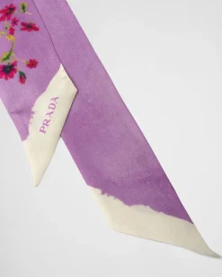Mujer Prada BUFANDAS Y PAÑUELOS^Pañuelo De Sarga Con Estampado