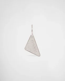 Mujer Prada JOYAS DE PLATA^Pendiente Con Joyas Y Logo En Cristal