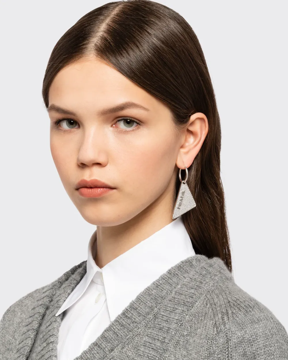 Mujer Prada JOYAS DE PLATA^Pendiente Con Joyas Y Logo En Cristal