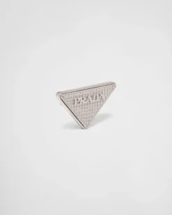 Mujer Prada JOYAS DE PLATA^Pendiente Con Joyas Y Logo En