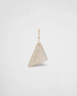 Mujer Prada JOYAS DE PLATA^Pendiente Con Joyas Y Logo En Cristal