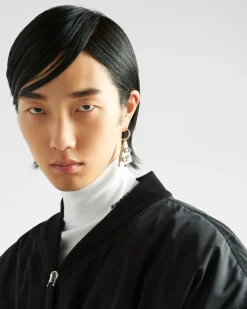 Hombre Prada JOYAS DE PLATA^Pendiente Izquierdo Con Colgante De Robot
