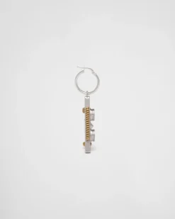 Hombre Prada JOYAS DE PLATA^Pendiente Izquierdo Con Colgante De Robot