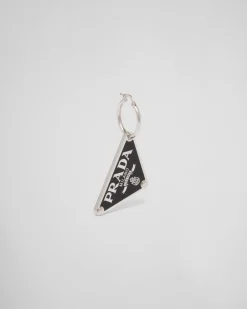Mujer Prada JOYAS DE PLATA^Pendiente Izquierdo Con Colgante Symbole
