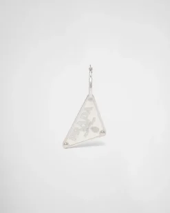 Mujer Prada JOYAS DE PLATA^Pendiente Izquierdo Con Colgante Symbole