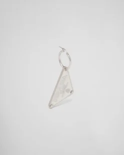 Mujer Prada JOYAS DE PLATA^Pendiente Izquierdo Con Colgante Symbole