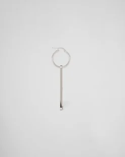 Mujer Prada JOYAS DE PLATA^Pendiente Izquierdo Con Colgante Symbole