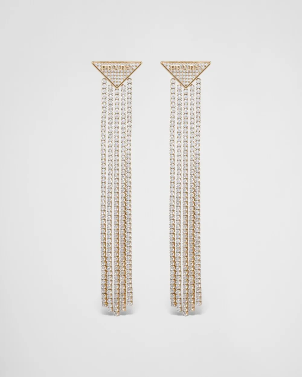 Mujer Prada JOYAS DE PLATA^Pendientes Con Circonitas Y Logo En Cristal
