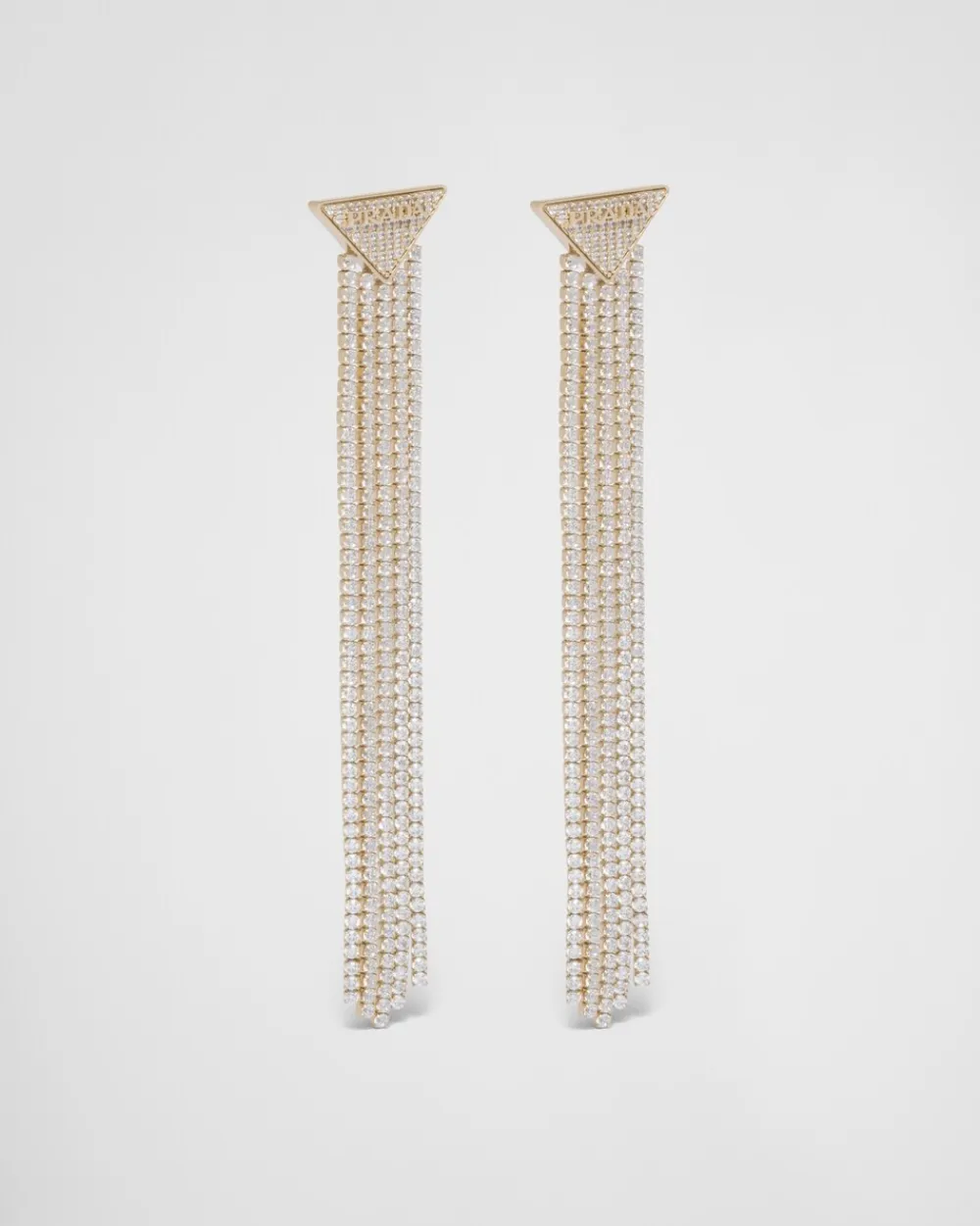 Mujer Prada JOYAS DE PLATA^Pendientes Con Circonitas Y Logo En Cristal