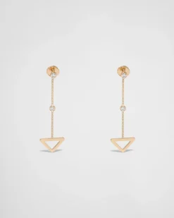 Mujer Prada COLECCIÓN DE JOYERÍA ELEGANTE^Pendientes Con Colgante Calado Eternal Gold De Oro Amarillo Y Diamantes