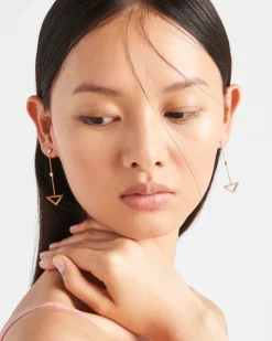 Mujer Prada COLECCIÓN DE JOYERÍA ELEGANTE^Pendientes Con Colgante Calado Eternal Gold De Oro Amarillo Y Diamantes