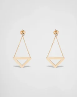 Mujer Prada COLECCIÓN DE JOYERÍA ELEGANTE^Pendientes Con Colgante Calado Eternal Gold De Oro Amarillo Y Diamantes