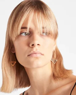 Mujer Prada COLECCIÓN DE JOYERÍA ELEGANTE^Pendientes Con Colgante Calado Eternal Gold De Oro Amarillo Y Diamantes
