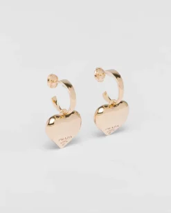 Mujer Prada COLECCIÓN DE JOYERÍA ELEGANTE^Pendientes Con Colgante Pequeños Eternal Gold De Oro Amarillo