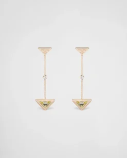 Mujer Prada COLECCIÓN DE JOYERÍA ELEGANTE^Pendientes Eternal Gold De Oro Y Diamantes