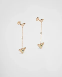 Mujer Prada COLECCIÓN DE JOYERÍA ELEGANTE^Pendientes Eternal Gold De Oro Y Diamantes
