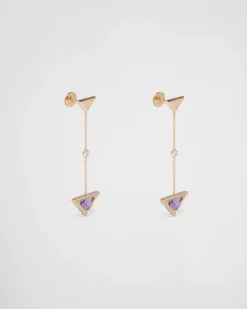 Mujer Prada COLECCIÓN DE JOYERÍA ELEGANTE^Pendientes Eternal Gold De Oro Y Diamantes