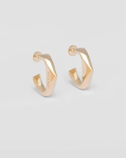 Mujer Prada COLECCIÓN DE JOYERÍA ELEGANTE^Pendientes Pequeños Eternal Gold De Oro Amarillo