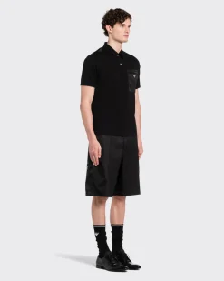 Hombre Prada CAMISETAS Y POLOS^Polo De Algodón Elástico Y Detalles De Re-nylon
