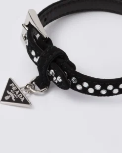 Mujer Prada JOYAS DE FANTASÍA^Pulsera De Ante Con Cristales