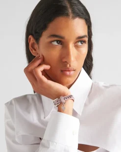 Mujer Prada JOYAS DE FANTASÍA^Pulsera De Ante Con Cristales