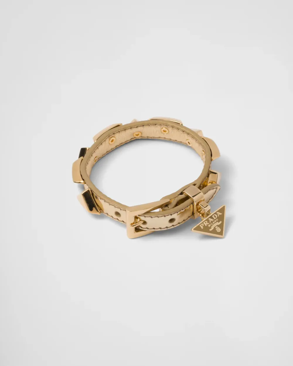Mujer Prada JOYAS DE FANTASÍA^Pulsera De Piel Cepillada Con Tachuelas