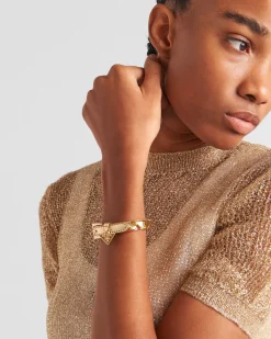 Mujer Prada JOYAS DE FANTASÍA^Pulsera De Piel Cepillada Con Tachuelas