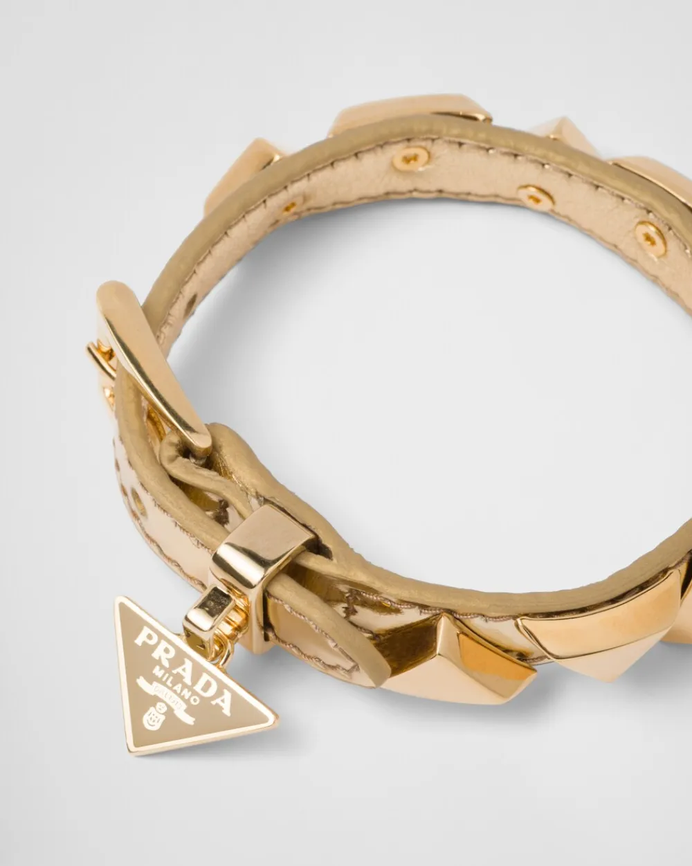 Mujer Prada JOYAS DE FANTASÍA^Pulsera De Piel Cepillada Con Tachuelas