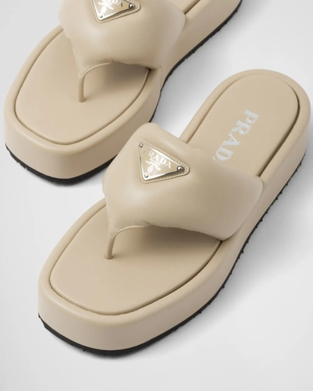Mujer Prada SANDALIAS^Sandalia De Cuña De Napa Acolchada Soft