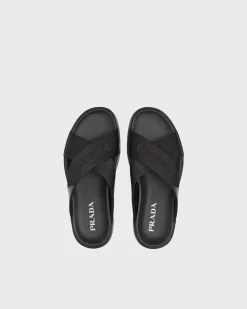 Hombre Prada SANDALIAS^Sandalias Cruzadas De Piel Cepillada Y Re-nylon