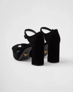 Mujer Prada SANDALIAS^Sandalias De Plataforma De Terciopelo