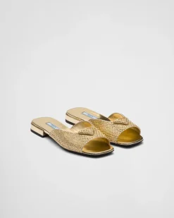Mujer Prada PANTUFLAS Y CHINELAS^Sandalias De Satén Con Cristales