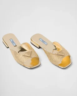 Mujer Prada PANTUFLAS Y CHINELAS^Sandalias De Satén Con Cristales