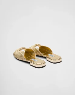 Mujer Prada PANTUFLAS Y CHINELAS^Sandalias De Satén Con Cristales