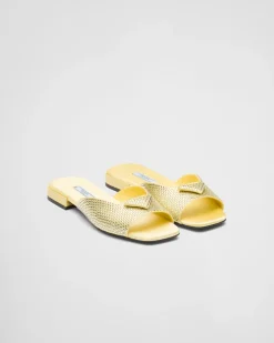 Mujer Prada PANTUFLAS Y CHINELAS^Sandalias De Satén Con Cristales