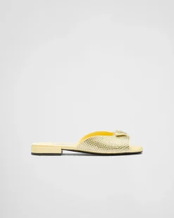 Mujer Prada PANTUFLAS Y CHINELAS^Sandalias De Satén Con Cristales