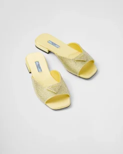 Mujer Prada PANTUFLAS Y CHINELAS^Sandalias De Satén Con Cristales
